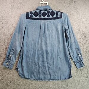 Holding Horses Anthropologie Shirt Top‎ Women XXSP Tencel Lyocell Button Up Blue